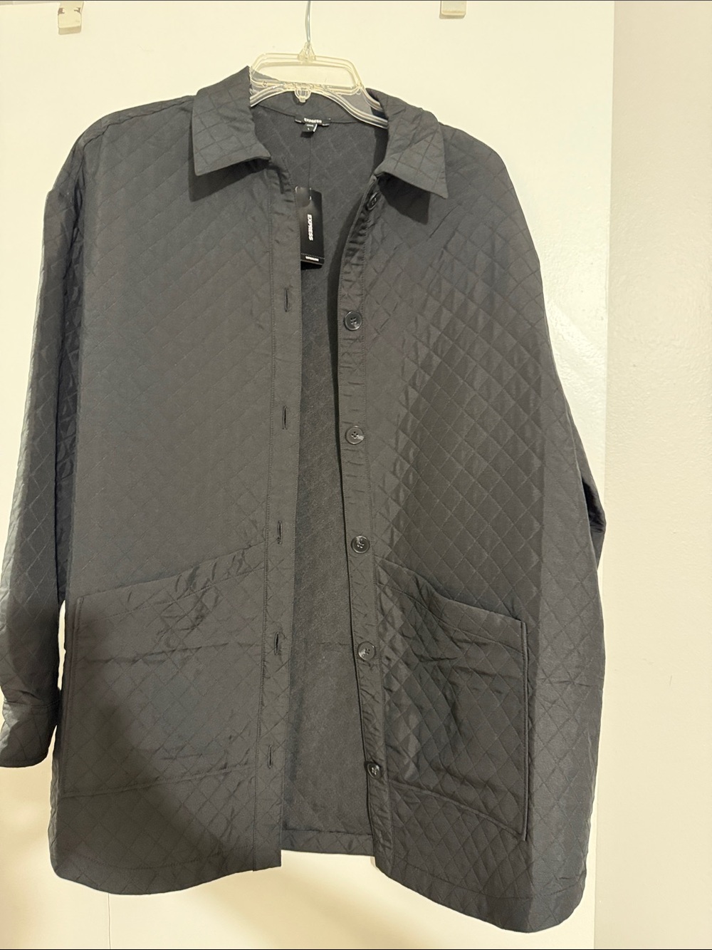 Express Quilted Black Shirt Jacket
